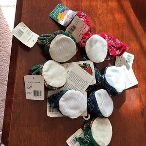 Cross Stitch Jar Lid Covers with Festive Print Lot of 10